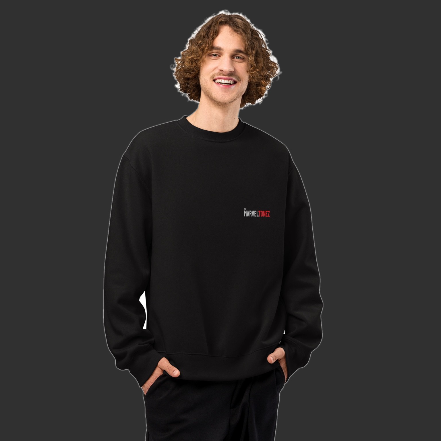 Black Marveltonez hoodie prototype mockup