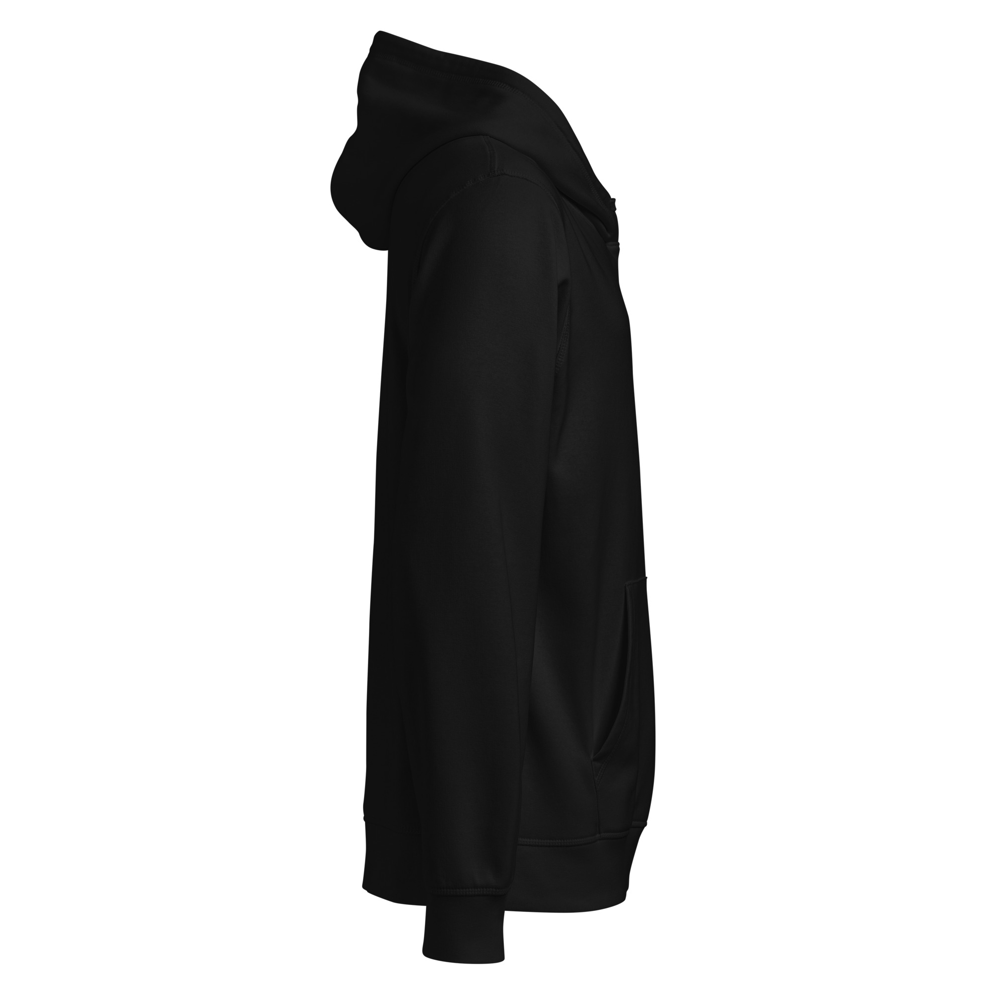 Right side view of the black Marveltonez Studio Hoodie